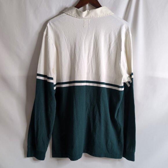 Levi's Vintage Long Sleeve Polo Relaxed Off-White/Dark Green, Size L - Picture 2 of 7